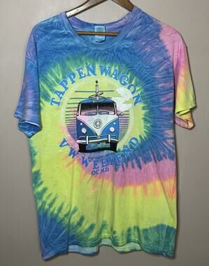 Y2K Volkswagen Hippie Style Van Tie Dye Psychedelic Graphic Shirt Size Large